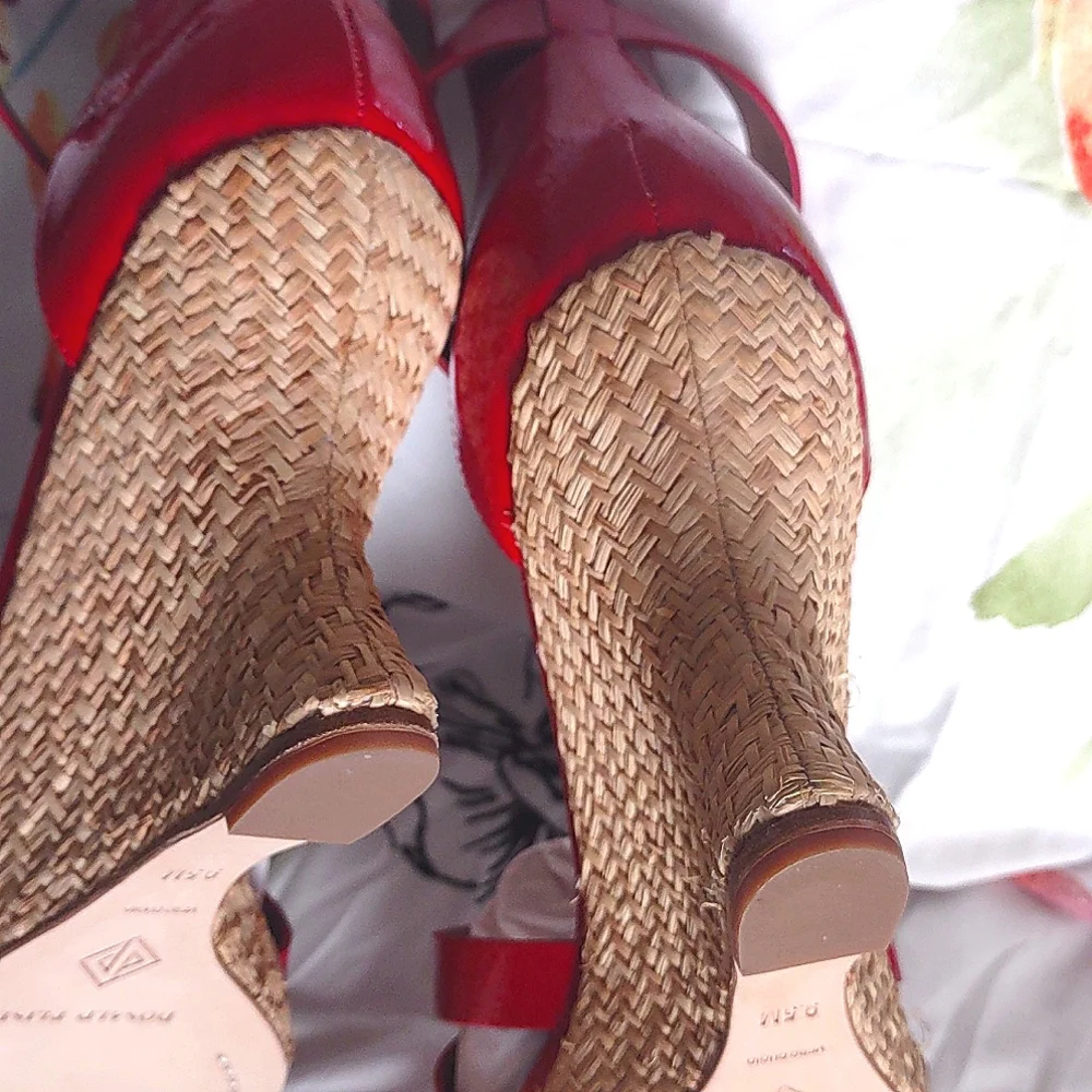 DONALD J PLINER ESPEDRILLE WEDGE SANDALS *🍅RED/NWOB - Picture 8 of 17